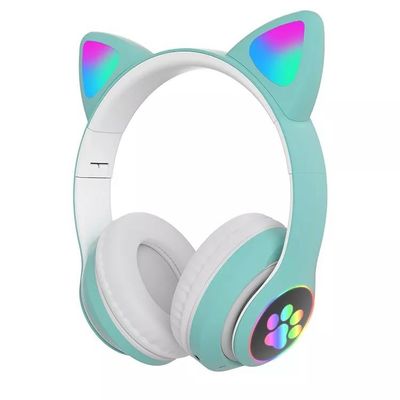 Bluetooth preto Cat Headphones, fones de ouvido sem fio dobráveis de Bluetooth