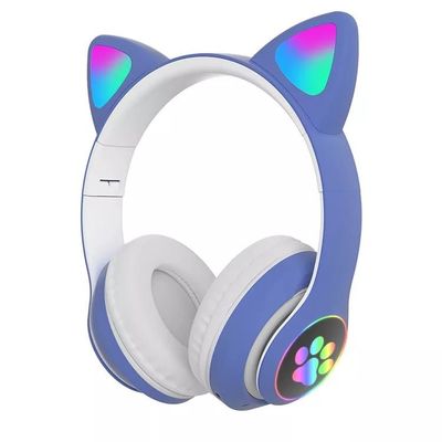 Bluetooth preto Cat Headphones, fones de ouvido sem fio dobráveis de Bluetooth