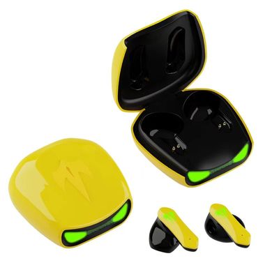 Zangão DE ALTA FIDELIDADE Dor Earbud do fone de ouvido dos fones de ouvido sem fio amarelos do carro TWS Bluetooth do ar