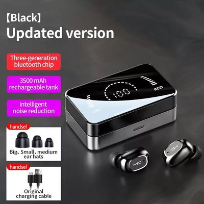 Fones de ouvido sem fio dos esportes TWS Bluetooth na orelha com banco do poder