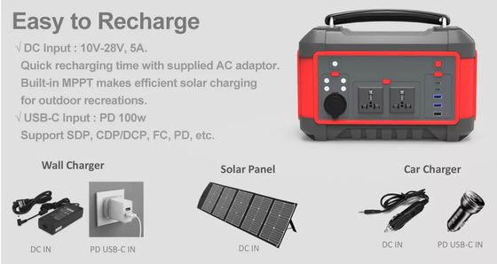 Gerador solar da carga rápida portátil da C.C. USB da C.A. da central elétrica de bateria 600W do lítio 162Ah
