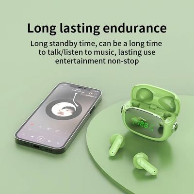 O ODM do OEM ostenta fones de ouvido de Bluetooth com o espelho da indicação digital do diodo emissor de luz de Macaron ENC