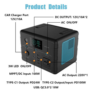central elétrica de energias solares de 500W Lifepo4, certificados portáteis do FCC do CE ROHS da central elétrica 518wh