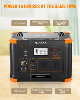 carregamento rápido super de acampamento da bateria portátil da central elétrica 1000w LiFePO4