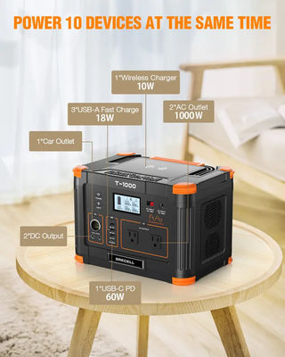 carregamento rápido super de acampamento da bateria portátil da central elétrica 1000w LiFePO4