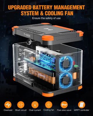 carregamento rápido super de acampamento da bateria portátil da central elétrica 1000w LiFePO4